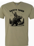 Safety Third T Shirt Funny Novelty Bear Beer Graphic Tee