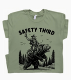 Safety Third T Shirt Funny Novelty Bear Beer Graphic Tee