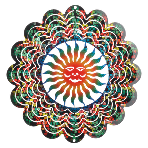 Kaleidoscope Sun Face Stained Glass Wind Spinner