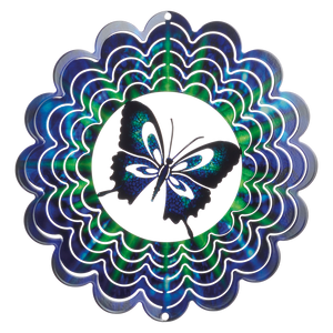 Kaleidoscope Butterfly Blue Wind Spinner