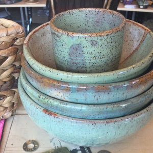 5 Piece Bowl Set green ceramic