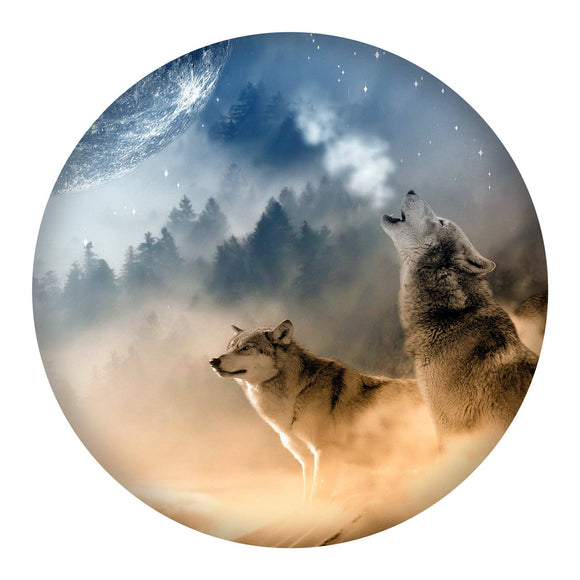 Moon Wolves  Round Wall Art